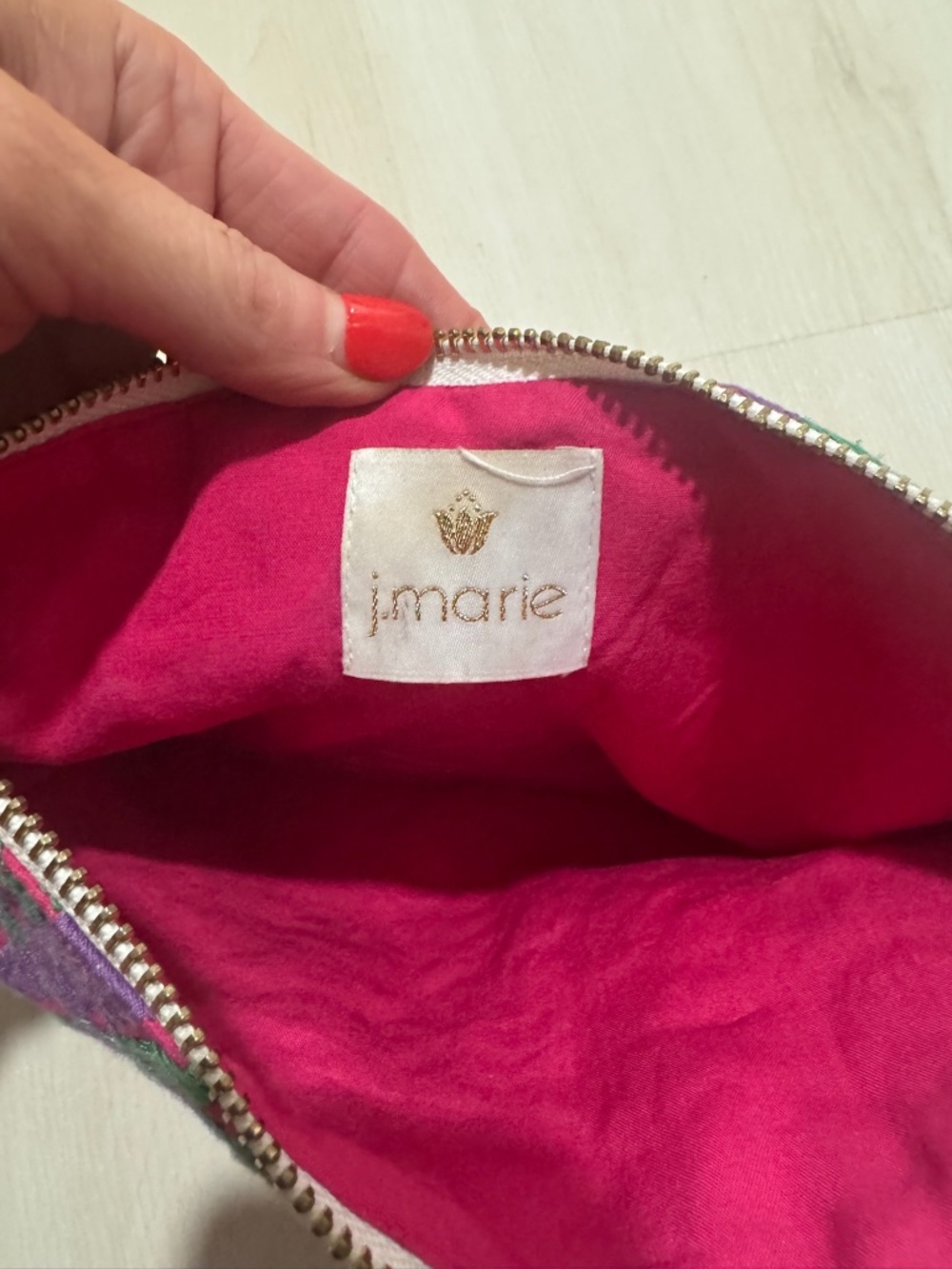 Small Floral Clutch - Embroidered Zip Clutch with Tassel - Used Once - Picture 4 of 4